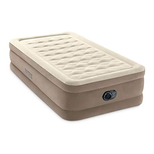 Intex Ultra Plush Fiber-Tech Inflatable Velvet Soft Airbed Mattress with Built in Electric Pump and Portable Storage Carrying Case
