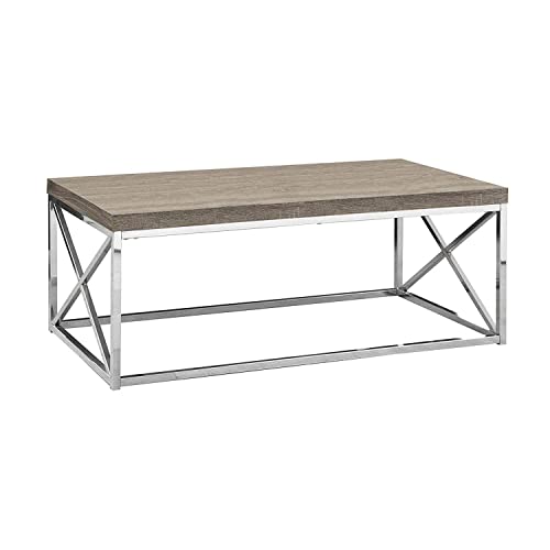 Monarch Specialties 44 Inch Contemporary Modern Industrial Glossy Top Metal Frame Coffee Table w/Criss-Cross Legs for Livingroom & Den