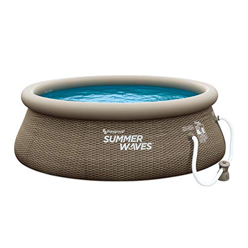 Summer Waves 10ft x 36in Quick Set Above Ground Inflatable Outdoor Swimming Pool with Filter Pump, Replacement Cartridge, and Repair Patch - Lucaneo
