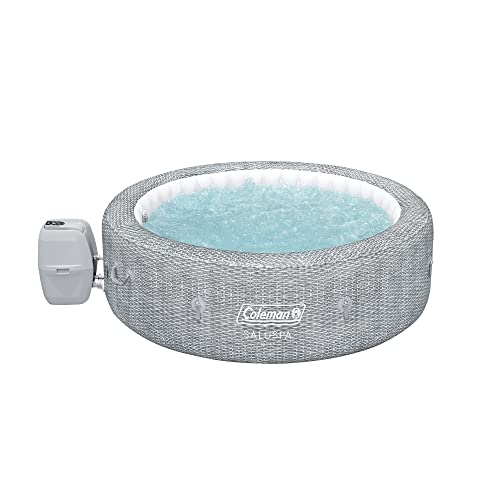 Coleman SaluSpa Sicily AirJet 2 to 7 Person Inflatable Hot Tub Round Portable Outdoor Spa with 180 Soothing AirJets and Insulated Cover, Gray - Lucaneo