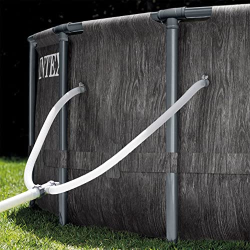Intex Greywood Prism Frame 12' x 30" Round Above Ground Outdoor Swimming Pool Set with 530 GPH Filter Pump, Ladder, Ground Cloth, and Pool Cover - Lucaneo