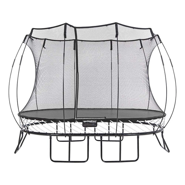 Springfree Trampoline Large Oval 8 x 11 Foot Trampoline Outdoor Backyard Play Equipment with Safety Enclosure Net and Jump Bounce Mat for Kids, Black