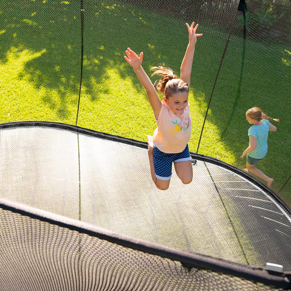 Springfree Outdoor Compact Oval Trampoline with FlexiNet Enclosure, Soft Edge Jumping Mat and Three Layers of Rust Protection for Outdoor Use, Black