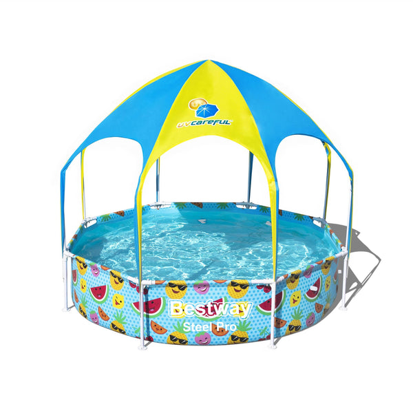 Bestway 8' x 20" Above Ground Round Swimming Pool with Shaded Canopy, Fruit