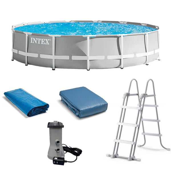 Intex 15 Foot x 42 Inch Prism Frame Above Ground Swimming Pool Set with Filter - Lucaneo